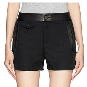 Rag & Bone Tatiana Black Leather-Trimmed Shorts - Size 8